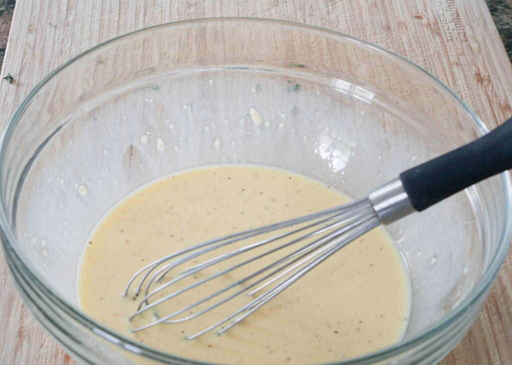 Whisk together egg, egg yolks + cream to make a nice custard.